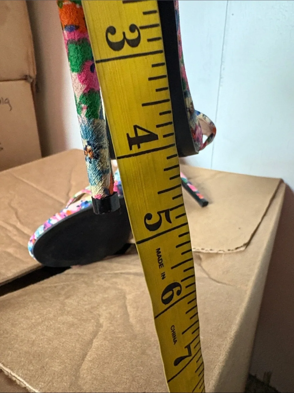 JustFab Floral Print High Heel Sandals with Ankle Strap size 7.5